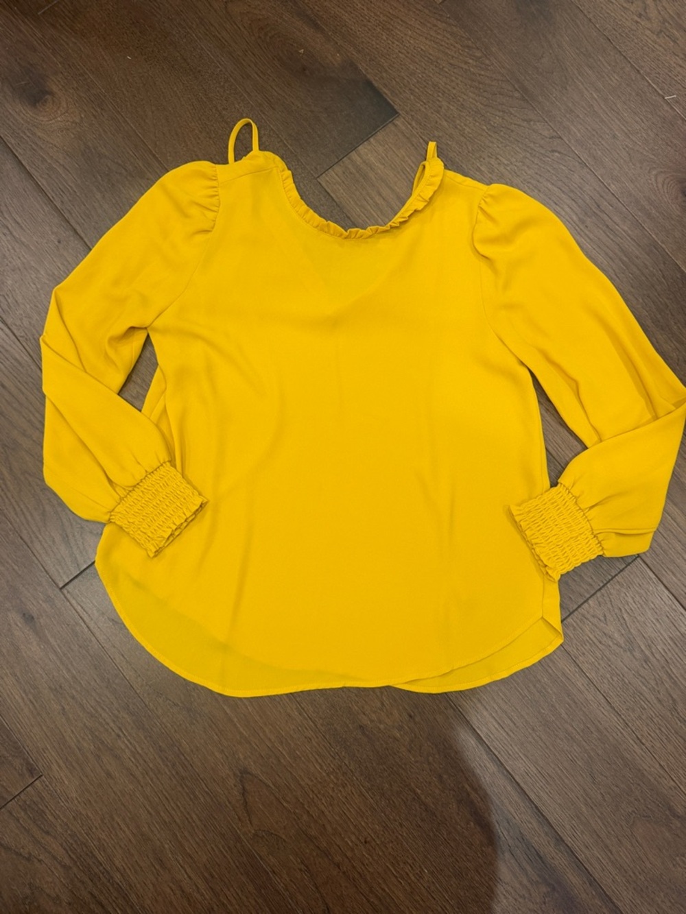 Loft Mustard Yellow Women's Ruffle Neck Long Sleeve Top XSP - C31-033